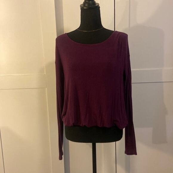 Free People Plum Open Back Top Long Sleeve Top XS - Picture 2 of 7